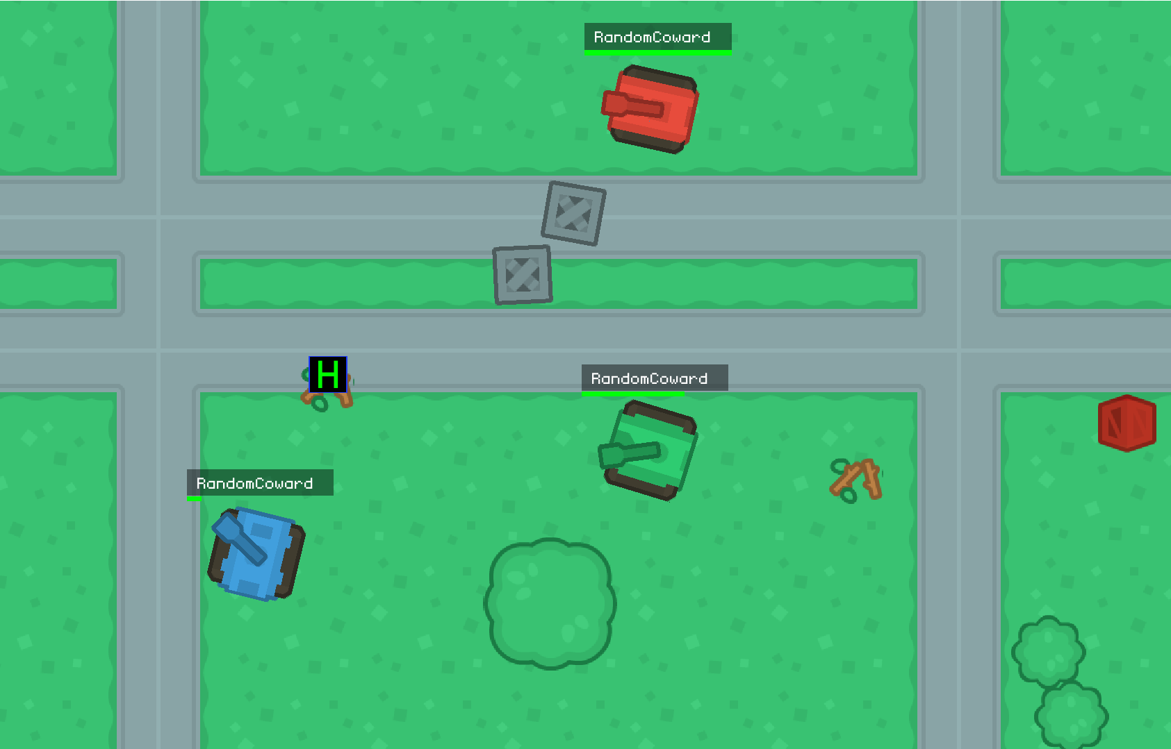 Screenshot of 3 players in Battle Tanks