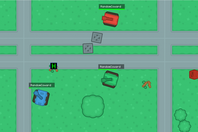 Screenshot of 3 players in Battle Tanks