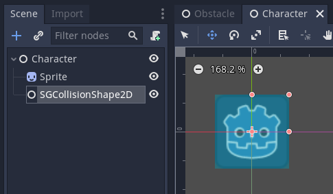 Character scene in the Godot editor