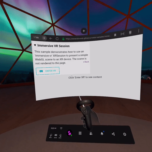Animated GIF of entering VR in a WebXR experience